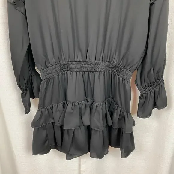 Misa Los Angeles Black Long Sleeve Amalya Ruffle Mini Dress Sz.S - Picture 14 of 16